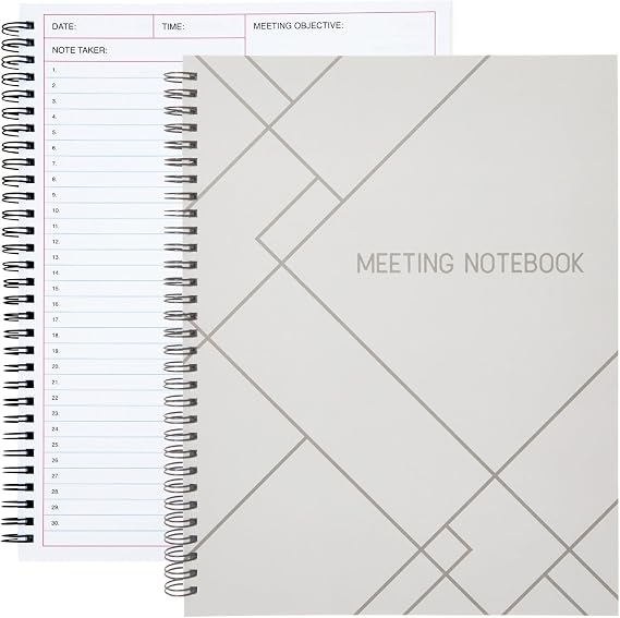 Juvale Meeting Notebook for Work - Spiral-Bound Planner Notebook for Work Planner & Office Supplies - Agenda & To Do List Notepad - 11 x 8.5 In, White, Pack of 2