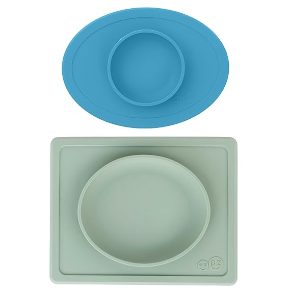 ezpz Tiny Plate + Tiny Bowl - baby essentials plate and bowl set