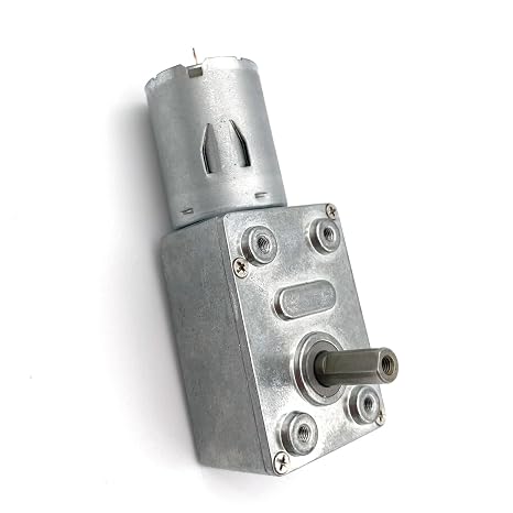 6V 12V 24V DC Worm Gear Motor 370 High Torque Gearbox Motor 2-375 RPM Mini Micro Metal Electric Gear Reducer Reduction Motor(50 RPM,24V)