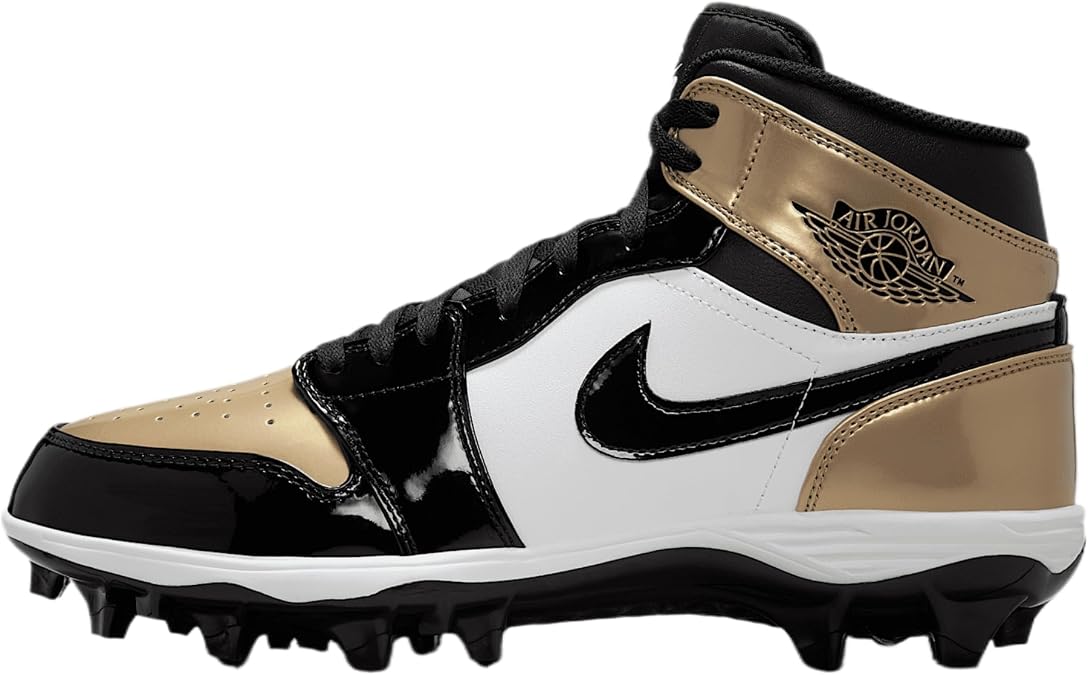 Jordan 1 Mid TD Men's Football Cleat (Metallic Gold/White/Black) Size 8.5