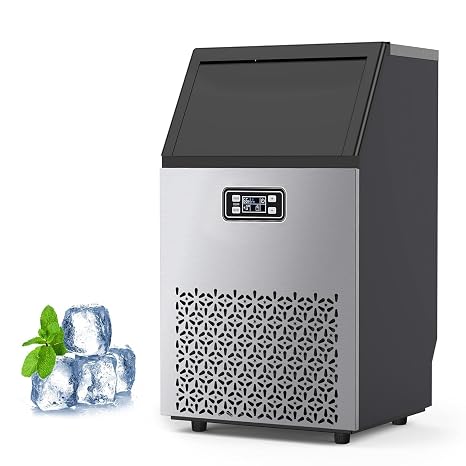 Ice Maker Machine - 150LBS/24H Commercial, 33LBS Storage Capacity, Stainless Steel, Self-Cleaning, 66 Ice Cubes in 5-15 Mins,
