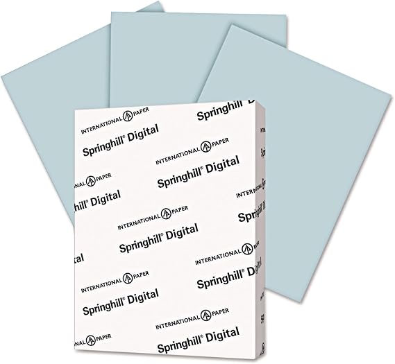 Springhill 8.5 x 11 Blue Colored Cardstock Paper, 90lb, 163gsm, 250 Sheets (1 Ream) Premium Lightweight Cardstock, Printer Paper with Smooth Finish for Cards, Flyers, Scrapbooking & More 085100R