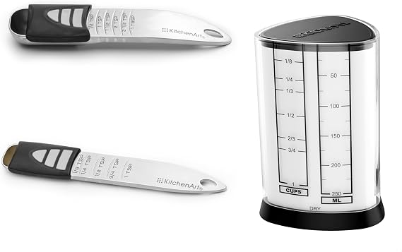 KitchenArt Pro Adjustable Measuring Set, TBL, TSP & 1 Cup Measuring Cup
