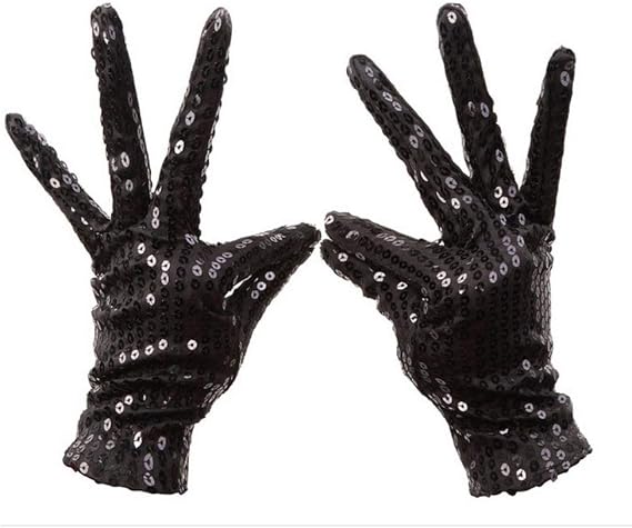 Adults Sparkling Sequin Dance Gloves Costume Halloween Glitter Short Gloves