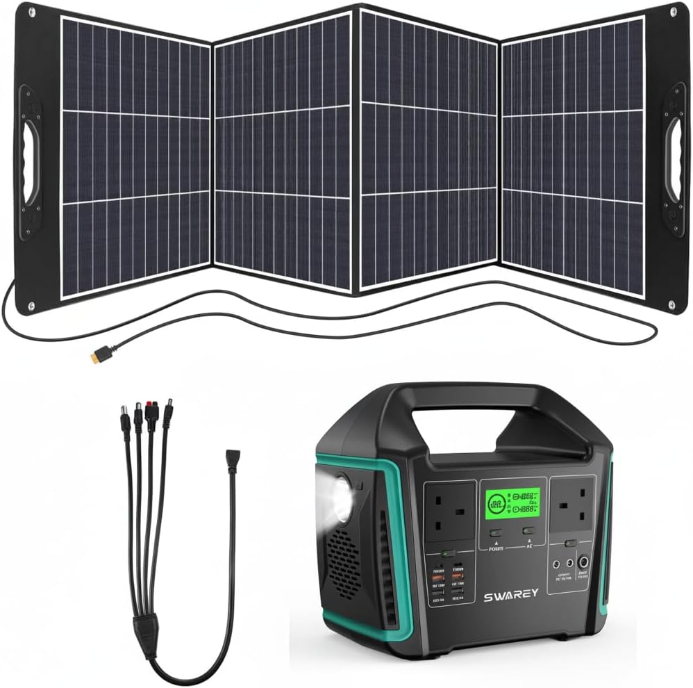 Portable Power Station with 200W Solar Panel, 725Wh Power Station, 2x 1000W 1500W Surge AC Outlets, 2x 65W USB-C PD Ports, Solar Generator for Outdoors Camping Travel RV Home