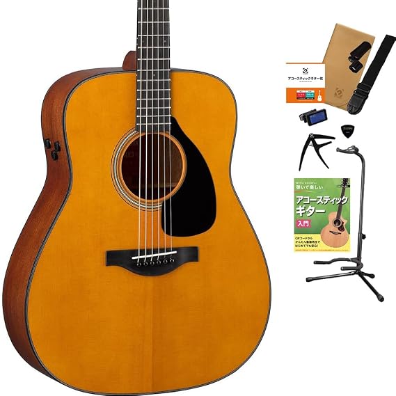 Yamaha FGX3 Acoustic Guitar, 12 Piece Set with Textbook, Beginner Set, Electric Acoustic Board, All Veneer