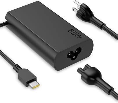 Slim 65W USB C Laptop Charger Compatible with Lenovo ThinkPad T480s T580s T490 E480 E580 X1Carbon X13 Chromebook 2nd Gen Yoga Slim Type C Fast Charging Computer Power Cord