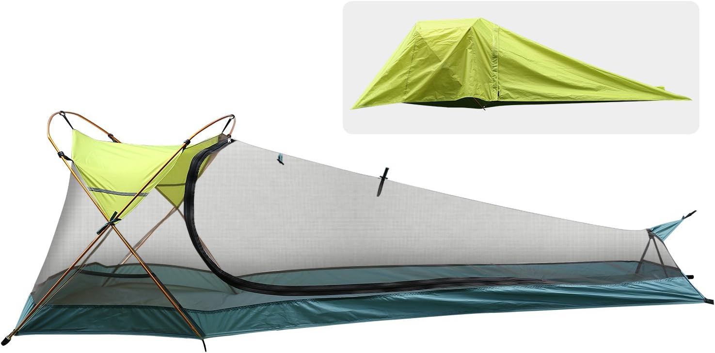 Rhino Valley Camping Tent, Waterproof Portable Lightweight Single Person Outdoor Instant Cabin Tent, Sun Shelter for Camping, Hiking, Riding, Trekking, Mountaineering, Green & Army Green
