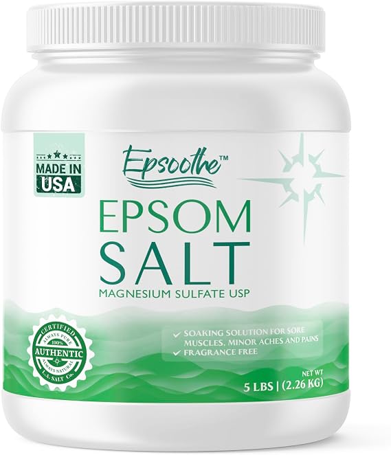 Epsoothe 5 Lbs Jar Epsom Salt Bath & Foot Soak and Scrub | Pure & Natural Magnesium Sulfate USP | Soothes Muscles & Joints, Enhances Well-Being
