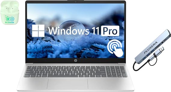 HP 15.6" Touchscreen Laptop Computer, 32GB RAM 1.5TB Storage (1TB SSD+512GB Docking Station Set), 10-Cores Intel Core i5, Windows 11 Pro with Microsoft Office Home & Business, PLUSERA Earphones