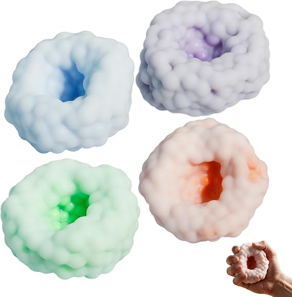 4PCS Crunchy Stress Ball, squish Fidget Toys with Stretch & Squeeze, Soft Sensory Balls for Stress Relief, DIY Creative Fun for Kids & Adults