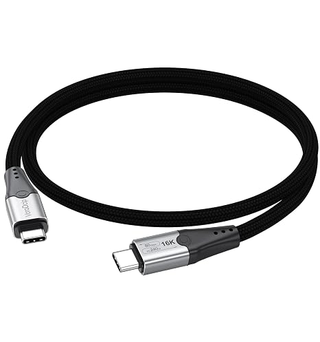 Thunderbolt 5 Cable 1ft Short, 80Gbps Data Transfer & 16K Video & 240W