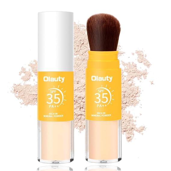 Mineral Powder Sunscreen for Face Scalp & Hair,SPF 35,Translucent Brush on Sunscreen Setting Powder,Oil Control Face Sunblock,Natural Matte Finish Beach Essentials,Lightweight Breathable (Translucent)