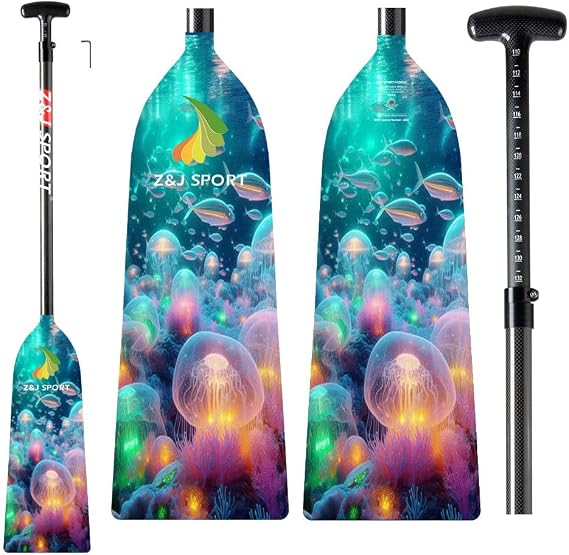 Z&J SPORT Adjustable Dragon Boat Paddle, IDBF Approved Carbon Fiber Paddle, Dragon Graphic Paddle with Adjuster for Dragon Boat Race with Adjustable T Handle