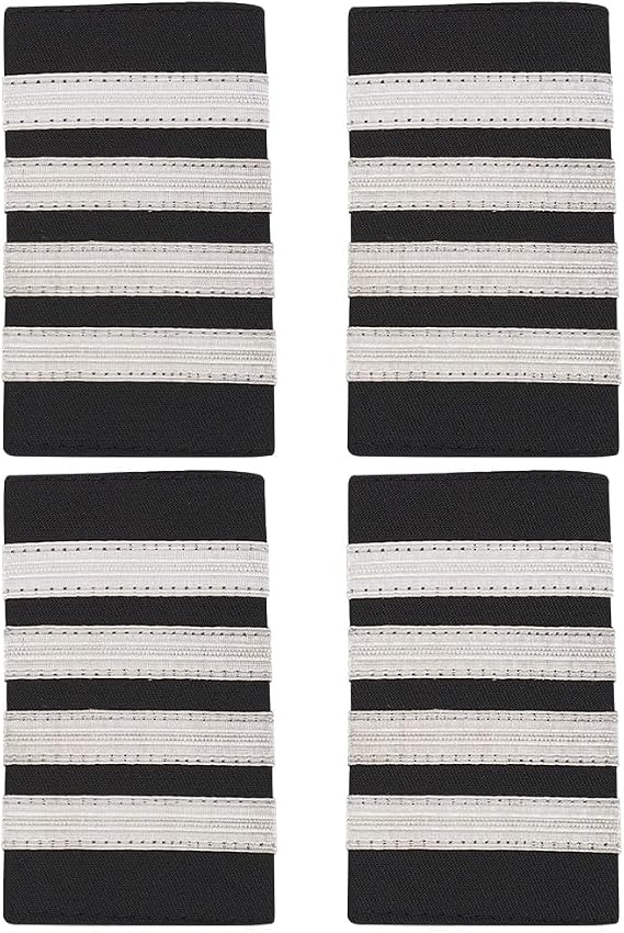 WEBEEDY 2 Pairs Professional Uniform Bars Airline Pilot Epaulets Four Bars Shoulder Boards with Gold Metal Stripes