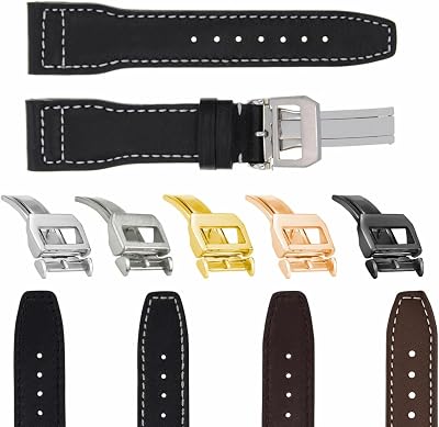 Ewatchparts 20-21-22-23mm Leather Watch Band Strap With Deployment Clasp Compatible With IWC Pilot Portuguese Top Gun