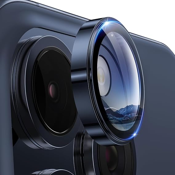 Ehr. iPhone 13 Pro/iPhone 13 Pro Max Kamera Lens Koruyucu Alüminyum Çerçeveli Tek Lens Temperli Cam, Ultra İnce Çizilmeye Dayanıklı Metal Lens Koruma-Lacivert