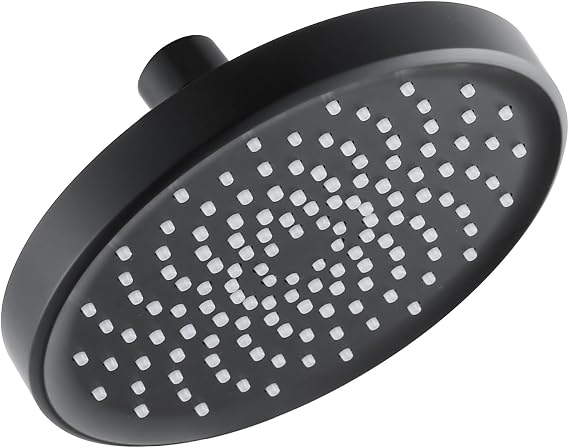 Rain Shower Head, Adjustable 6 Inch Round, Matte Black | High Pressure Shower Heads, 135 Anti-clog Silicone Nozzles, 360 Adjustable Angles, Dual Flow Regulators, No Tools Needed
