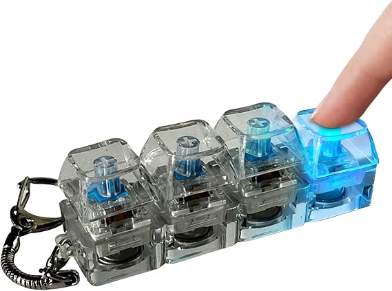 Klavye Fidget Oyuncağı - Stres Giderici 4 Tuşlu Klavye Fidget Anahtarlık | Taşınabilir Şeffaf Renkli Işıklı Tıklayıcı | Çocuklar Ve Yetişkinler Için Mekanik Stres Giderici Oyuncak