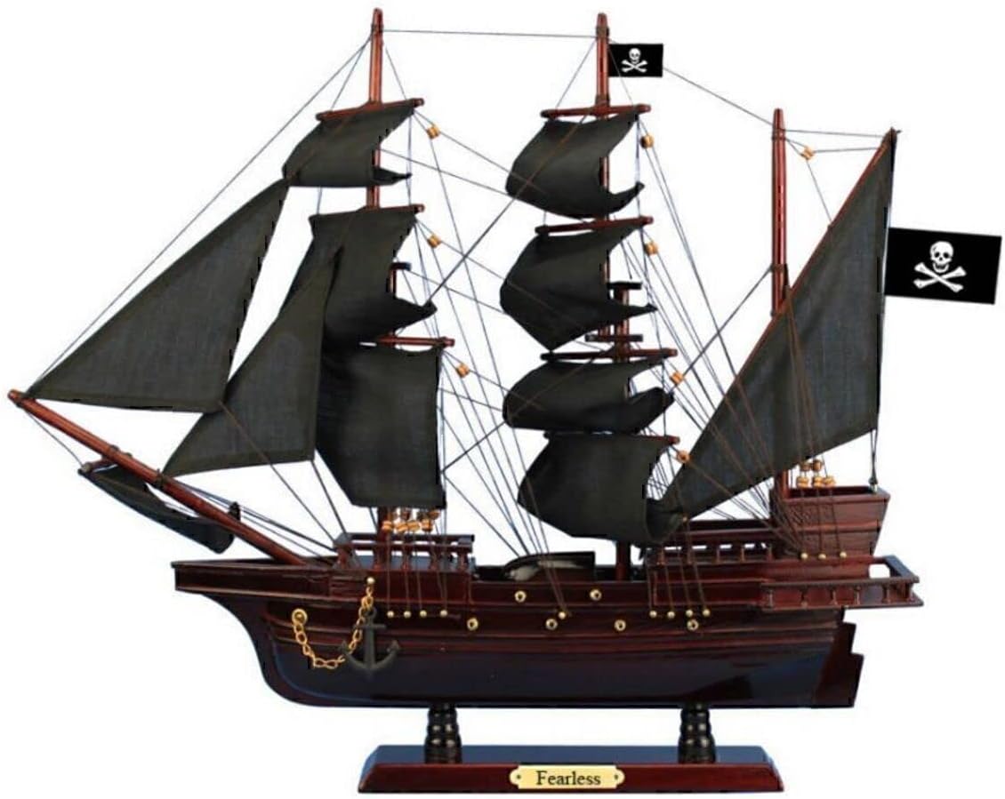Handcrafted Nautical Decor Wooden Fearless Black Sails Pirate Ship Model 20 - Ship Decor - Model Boat