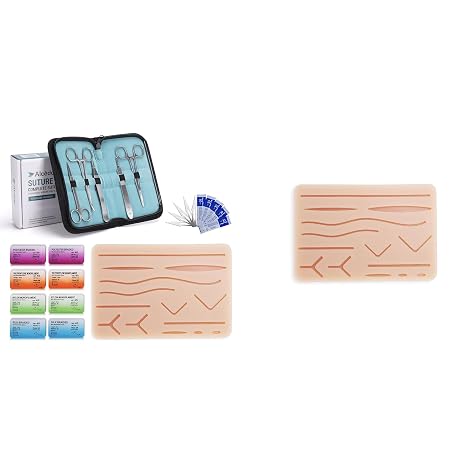 Alcedo Suture Practice Kit (32 Pieces) Include Large Suturing Pad +Standard Suture Practice Pad-Perfect for Practice