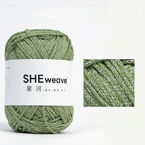 1.5mm Macrame Yarn, 100% Cotton Macrame Cord, 100grame Crochet Yarn, Sparkle Thread ShiningYarn, Glitter SparkleYarn for Crocheting Knitting Sweater Scarf Bag (Teal Sparkle)
