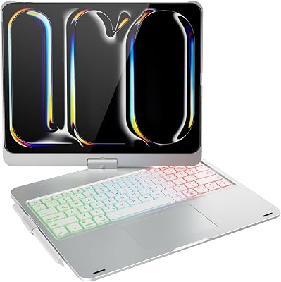 doqo iPad Pro 13 inch M5 2025  M4 2024 Case with Keyboard,Keyboard case for iPad Pro 13 M5 M4 with Multi-Touch Trackpad, 7 Colors Backlight & 360Rotatable,Thin&Light for iPad Pro 13