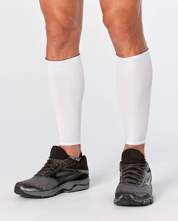 2XU Compression Calf Guards, White/White, Medium