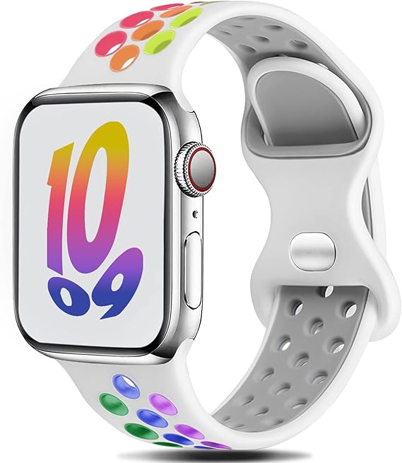 Strap Compatible with Apple Watch Straps 44mm 42mm 45mm 46mm 49mm 41mm 40mm 38mm,Breathable Silicone Sport Band Replacement for iWatch Series Ultra 10/9/8/7/6/5/4/3/2/1/SE Men Women