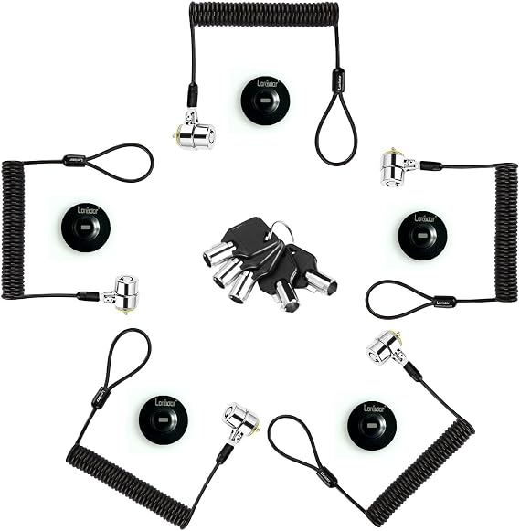 Security Retractable Cable Lock Portable Keyed Laptop Lock 3 Keys 8Ft for Monitors, Laptops, MacBooks, Tablets, iPad,Mac Mini,(5 Pack Keyed Alike)