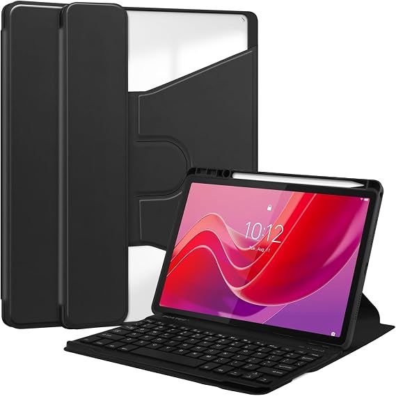 Lenovo Tab M11 11" TB-3330FU/TB-331FC 2024 Case with Keyboard Removable Keyboard Swivel Stand for TB-330FU/TB-331FC with Pen Holder and Auto Wake/Sleep Function Black