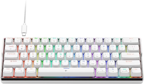 KEMOVE K61SE Gaming Mechanical Keyboard, 60 Percent Wired RGB Backlit N-Key Rollover Compact Mini 61 Keys Keyboard for PC Laptop, Red Switch