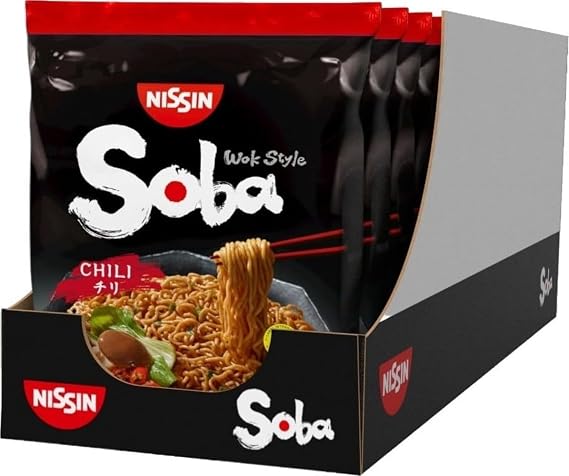 NISSIN Soba Wok Style Chilli Flavoured Instant Noodles, 111 g (9-Pack) | Quick & Easy Instant Noodles Meal, Vegetarian-Friendly, Low in Fat, Ready in 3 Minutes, Perfect for On-the-Go, Quick Snack
