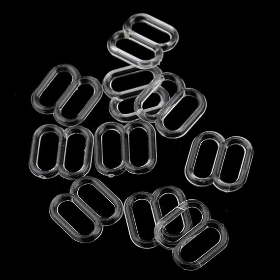 100 Piece Plastic Lingerie Bra Strap Sliders Adjuster Hook Clips for Corset Garter Bikini - Clear, 8mm