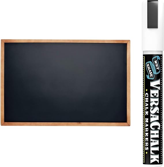 VersaChalk Blackboard + Chalk Ink Marker Bundle - Wet Erase Dustless Chalk Ink Paint Marker for Blackboard +Framed Chalkboard Sign for Business, Bistro Bar, Sandwich Menu, Sidewalk, Signage Classroom