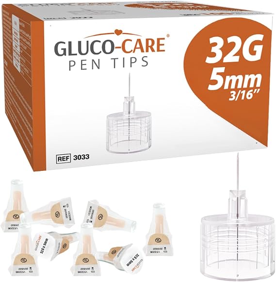 GLUCO-CARE Pen Tips, 32G x 5mm, Ultra-Fine, Twist-On Design, 100 Count