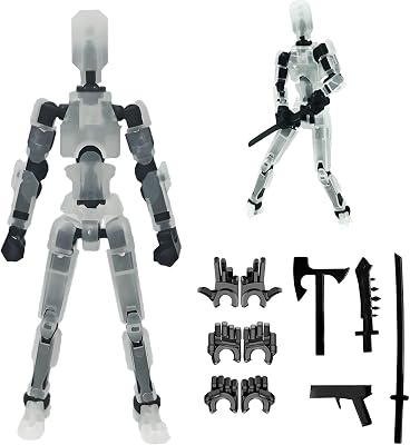 Titan 13 Action Figure,Lucky Robot 13 Action Figures,Creative 3D Printed Action Figure,Multi Jointed Action Figures Desktop Decorations for Kids AdultTransparent-Assembly Required