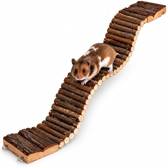 Pet Ting Natural Suspension Bridge Wooden Hamster Gerbil Mouse Cage Pet Ladder