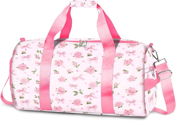 Duffle Bag Girls Kids Cute Gym Bag with Shoes Compartment Women Girls Sports Overnight Travel Bag