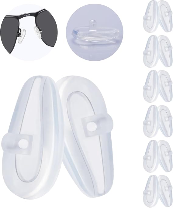6 Pairs Replacement Silicone Rubber Nose Pieces Compatible with Oakley Wiretap 2.0/Surface Plate/Wingfold/Wingback SQ/Tincup/Tincup 0.5 Ti/Conductor 6(8) Sunglass,Clear