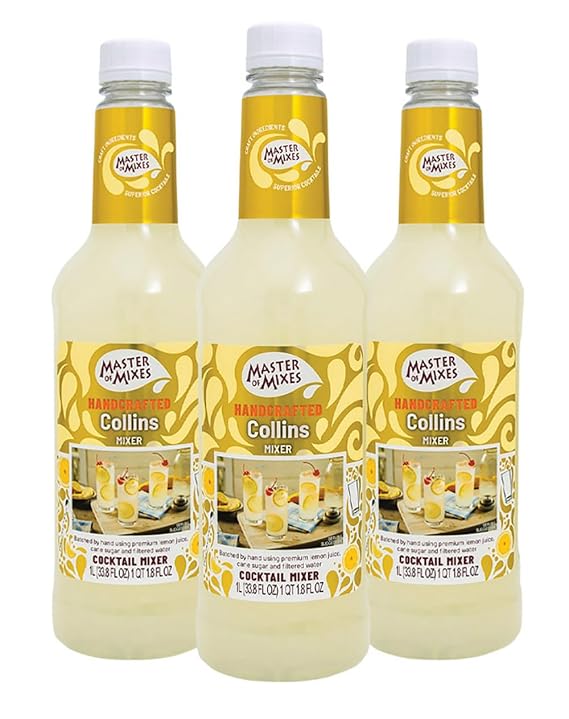 Master of Mixes Collins Drink Mix, Ready to Use, 1 Liter, 3 Pack