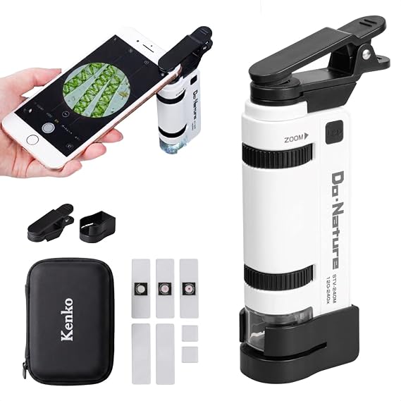 Kenko 712030 Do/Nature STV-240M WSA Portable Microscope, 120-240x, Smartphone Shooting, Preparate/Storage Case Included, For Kids