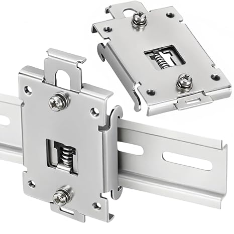 2Pcs DIN Rail Mounting Brackets, 35mm Din Rail Mounting Clip, Stainless Steel Relay Rail Clip with Mounting Screws for Single Phase Solid State Relay Rail Installation
