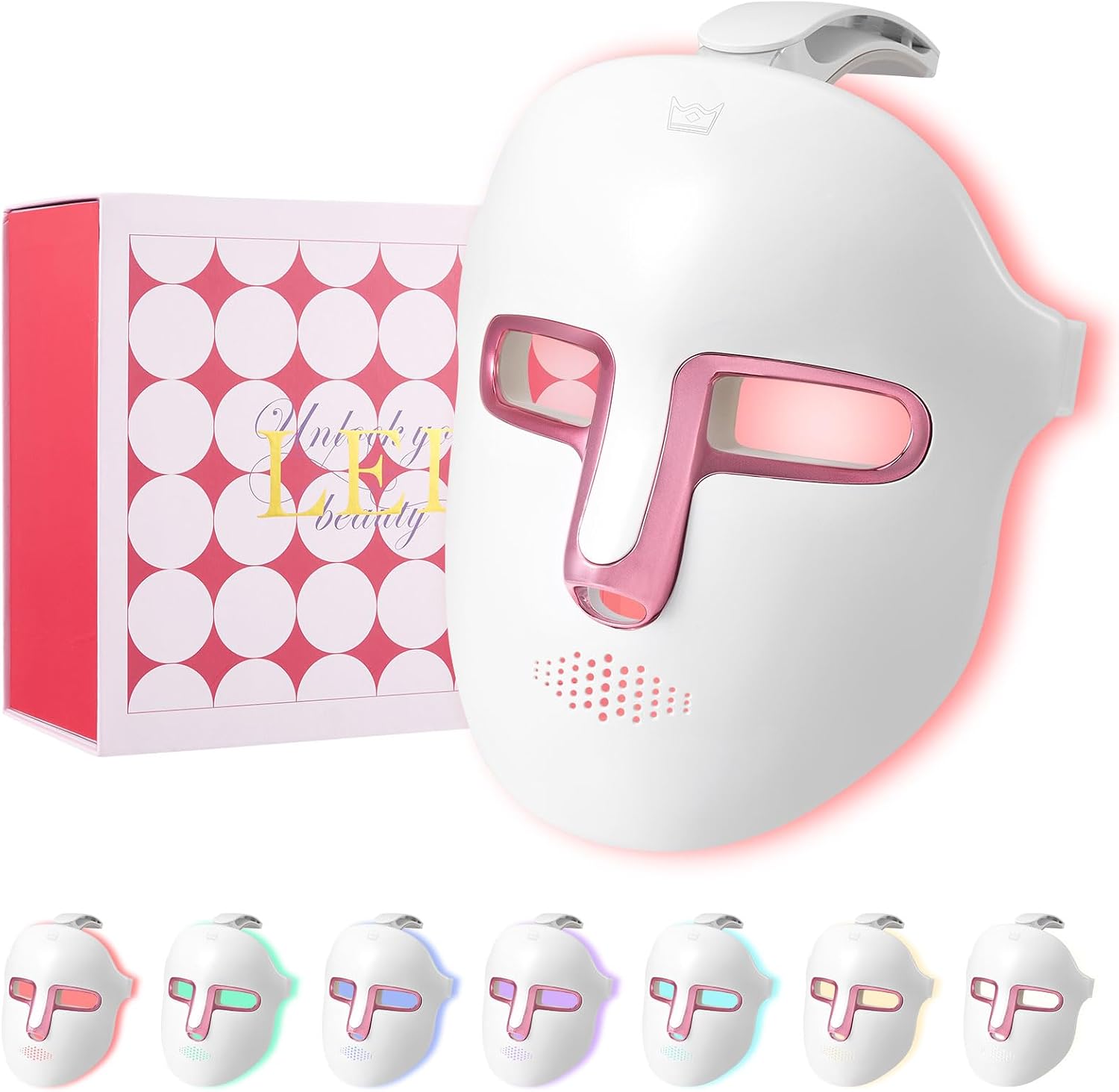 Cordless LED Fack Mask,Face Light Therapy Mask,7 LED Light Therapy Facial Mask for Skin Care,Red Light Therapy Mask for Acne Face Skin Treatment,Blackhead Remove,Anti Aging,Microdermabrasion