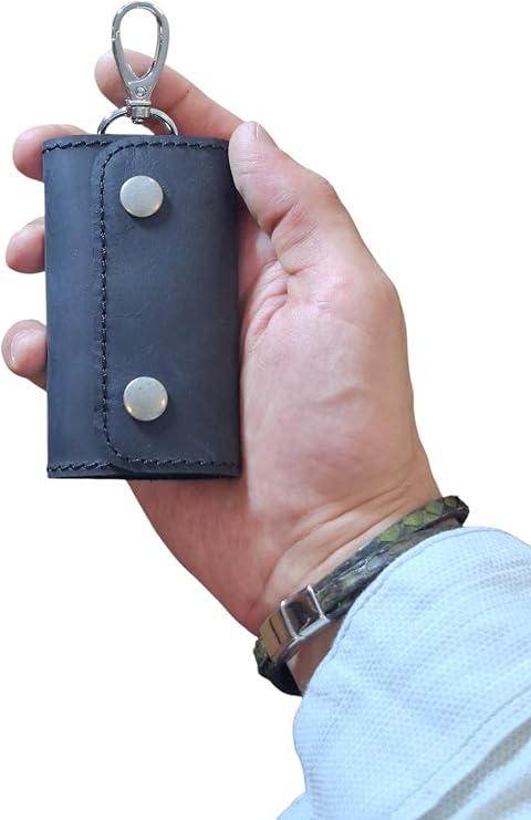 Leather Keychain - With Hanger Hook, Multi Key Editor, Genuine Leather Key Case, Gift Keychain (6-8 Keys)