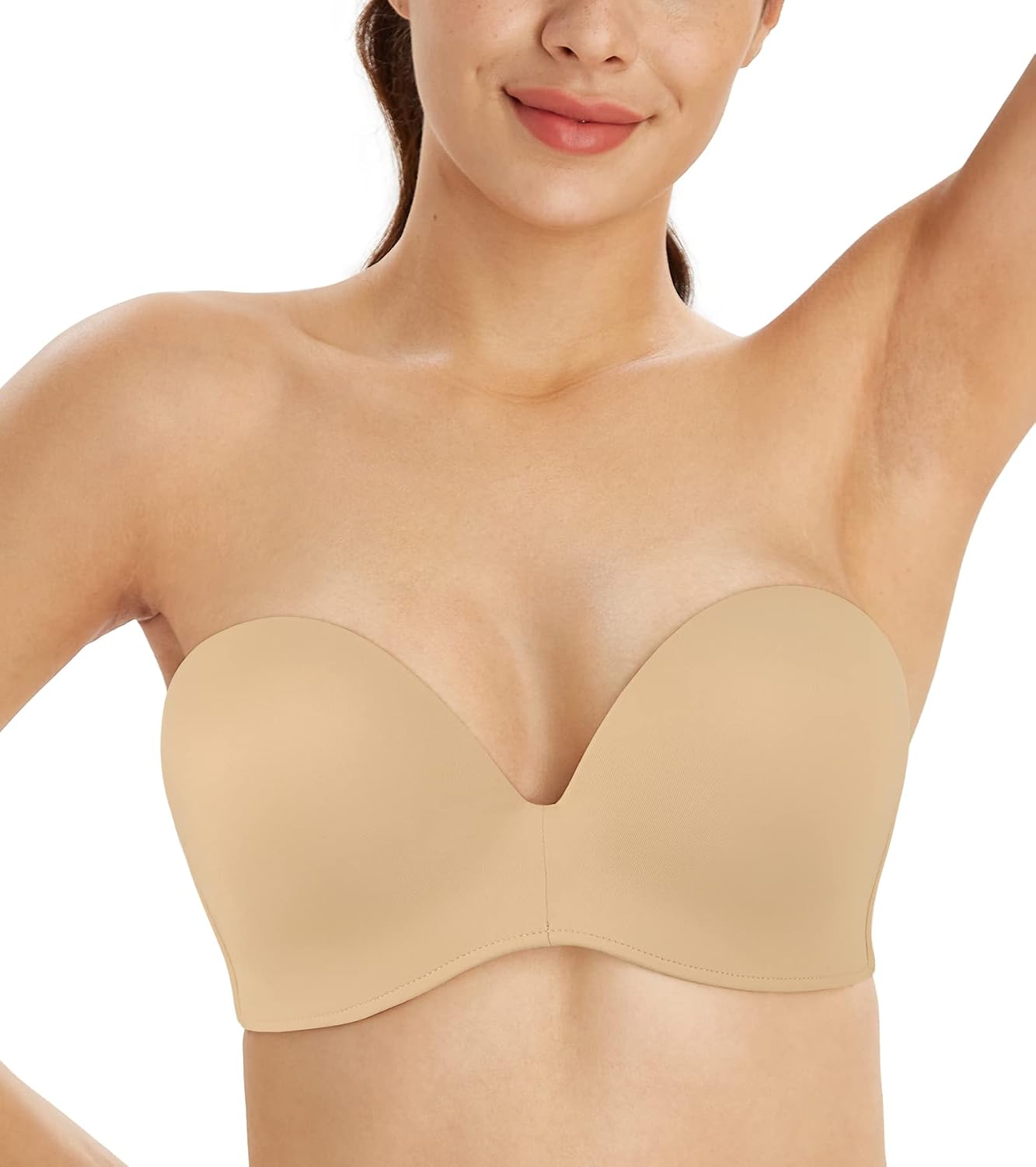 Lemorosy Women's Plus Size Anti-Slip Invisible Seamless Wireless Strapless Bra -Push up Lift Support
