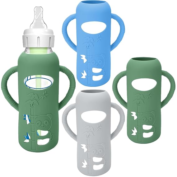BUSOHA 3 Pack Silicone Sleeves for Dr. Brown's Glass Baby Bottles