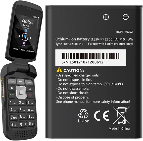 Battery for Sonim XP3 Plus XP3900, High Capacity BAT-02300-01S Battery 2700mAh 3.85V/10.4Wh