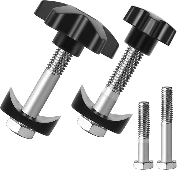2 Sets Drive Walker Parts Replacement Knobs Kits, Compatible with Various Foldable Rollator Models (Includes 1.34" and 1.73" M6 Screw Rods, 0.75" Half-Round Washers, Cross and Star-Shaped Knobs)