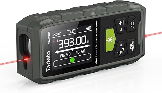 Tadeto Dual Laser Measuring Tool, 393FT/120M Bilateral Laser Measurement Tool Backlit LCD Display, Rechargeable Laser Measure with Ft/in/M Multiple Units Length/Area/Volume/Angle